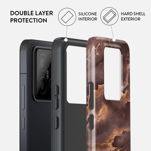 Fire Wood - Brown Marble Xiaomi 14 Case 2