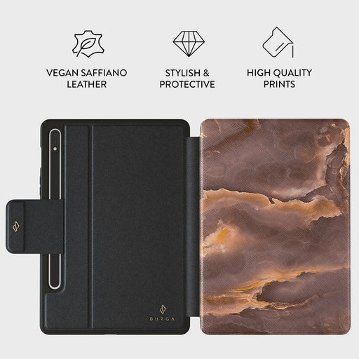 Fire Wood - Brown Marble Samsung Galaxy Tab S9+ FE Case 2