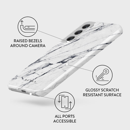 Satin White - Marble Samsung Galaxy S22 Plus Case 3