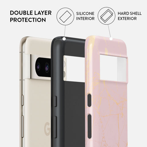 Peachy Gold - Pink Marble Google Pixel 8 Pro Case 2