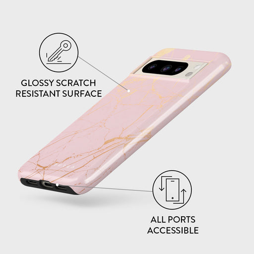 Peachy Gold - Pink Marble Google Pixel 8 Pro Case 3