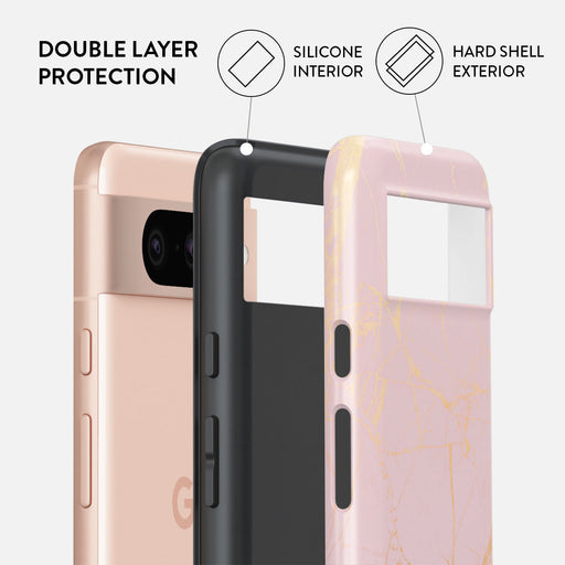 Peachy Gold - Pink Marble Google Pixel 8 Case 2