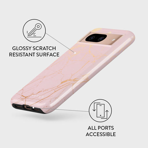 Peachy Gold - Pink Marble Google Pixel 8 Case 3