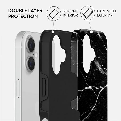 Noir Origin - Black Marble iPhone 16 Case 2