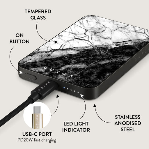 Fatal Contradiction - Black & White Marble Magnetic Power Bank 5