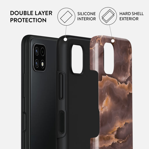 Fire Wood - Brown Marble Samsung Galaxy A22 5G Case 2