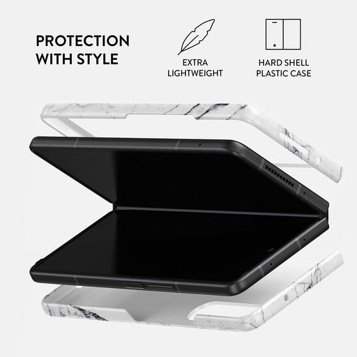Satin White - Marble Samsung Galaxy Z Fold 4 Case 2