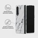 Satin White - Marble Samsung Galaxy Z Fold 4 Case 3