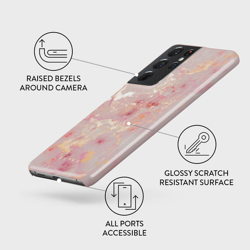 Golden Coral - Pink Samsung Galaxy S21 Ultra Case 3