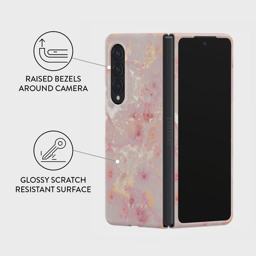 Golden Coral - Pink Samsung Galaxy Z Fold 3 Case 3
