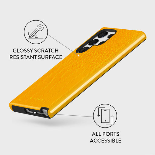 Canary Yellow - Snake Skin Samsung Galaxy S22 Ultra Case 7